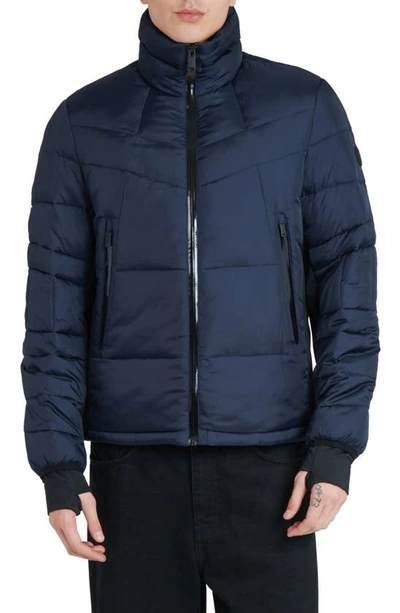 The Recycled Planet Company Racer Ripstop Puffer Jacket In Midnight