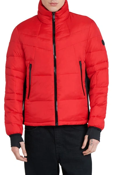 The Recycled Planet Company Racer Ripstop Puffer Jacket In Racing Red