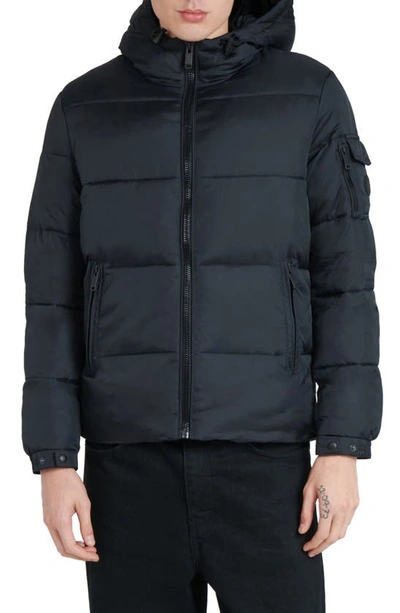 The Recycled Planet Company Erik Hooded Puffer Coat In Black