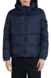 The Recycled Planet Company Erik Hooded Puffer Coat In Midnight