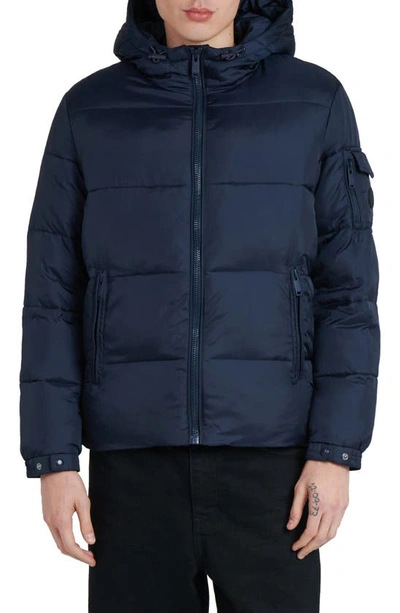 The Recycled Planet Company Erik Hooded Puffer Coat In Midnight