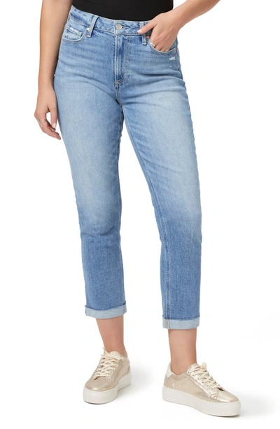 Paige Brigitte Cuff Mid Rise Crop Boyfriend Jeans In Exhibition Distressed