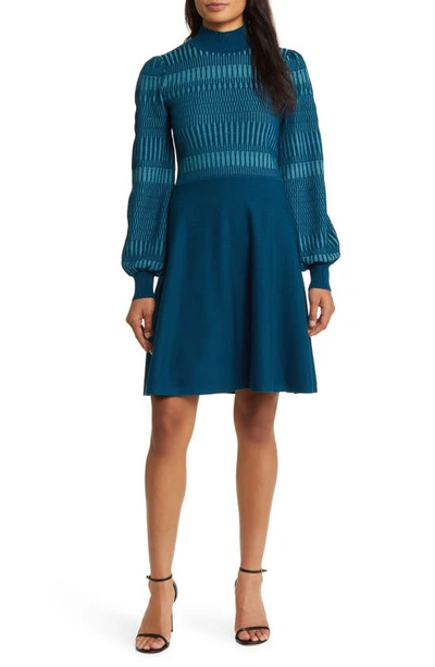 Eliza J Long Sleeve Sweater Dress In Teal