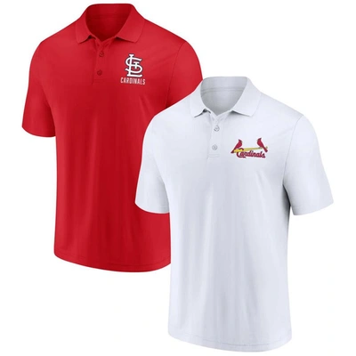 Fanatics Men's  Red, White St. Louis Cardinals Two-pack Logo Lockup Polo Shirt Set