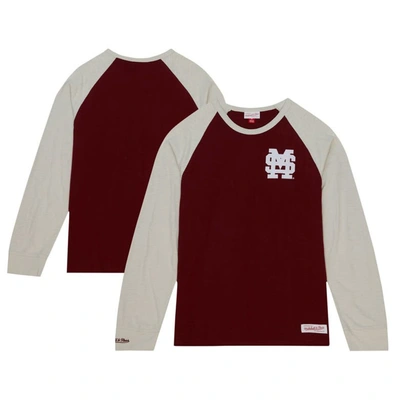 Mitchell & Ness Maroon Mississippi State Bulldogs Legendary Slub Raglan Long Sleeve T-shirt