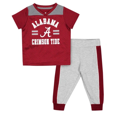 Colosseum Baby Boys And Girls  Crimson, Heather Gray Alabama Crimson Tide Ka-boot-it Jersey And Pants In Crimson,heather Gray