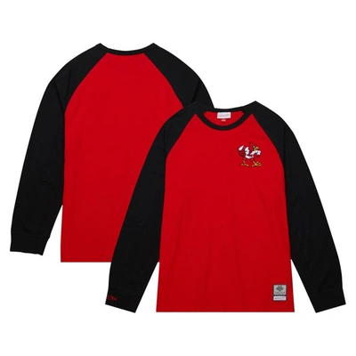 Mitchell & Ness Men's  Red Louisville Cardinals Legendary Slub Raglan Long Sleeve T-shirt