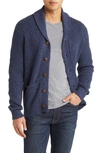 Faherty Shawl-collar Cotton And Cashmere-blend Cardigan In Blue