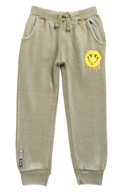 Vintage Havana Kids' Burnout Fleece Joggers In Olive
