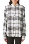Lucky Brand Cloud Plaid Boyfriend Shirt In Black Plaid