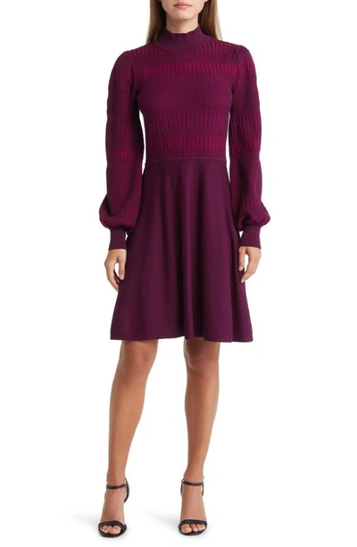 Eliza J Long Sleeve Sweater Dress In Wine