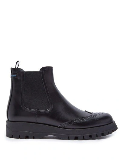 Prada Women's Leather Ankle Boots Booties In Black