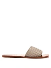 Bottega Veneta Intrecciato Leather Slides In Cream