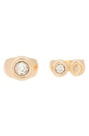 Melrose And Market Set Of 2 Puffed Round Rings In Clear- Gold
