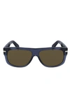 Ferragamo 58mm Rectangular Sunglasses In Crystal Navy Blue/ Brown
