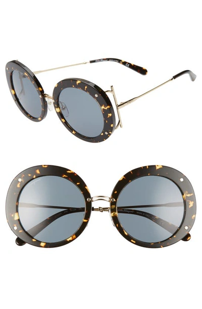 Ferragamo Salvatore  52mm Gancio Round Sunglasses In Havana Vintage