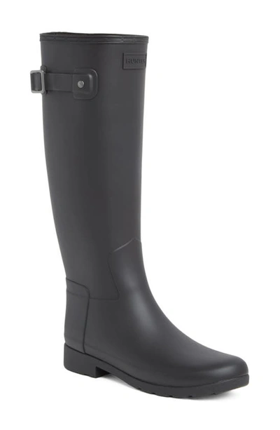 Hunter Stripe Knee High Rain Boot In Black