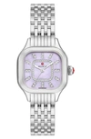 Michele Meggie Diamond Dial Bracelet Watch, 29mm In Silver / Lavender
