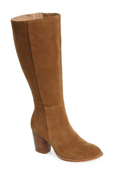 Chocolat Blu Addison Knee High Boot In Camel Suede
