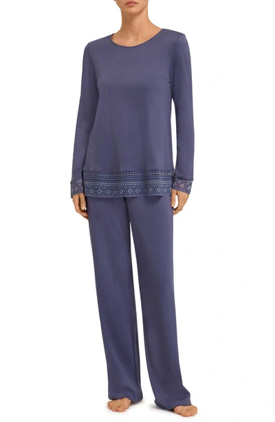 Hanro Jona Cotton Knit Pajamas In Nightshade