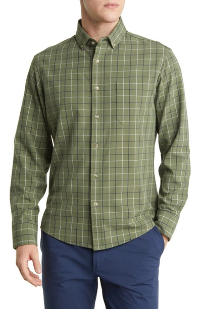 Mizzen + Main City Trim Fit Mulholland Check Flannel Button-down Shirt In Sage Mulholland Plaid