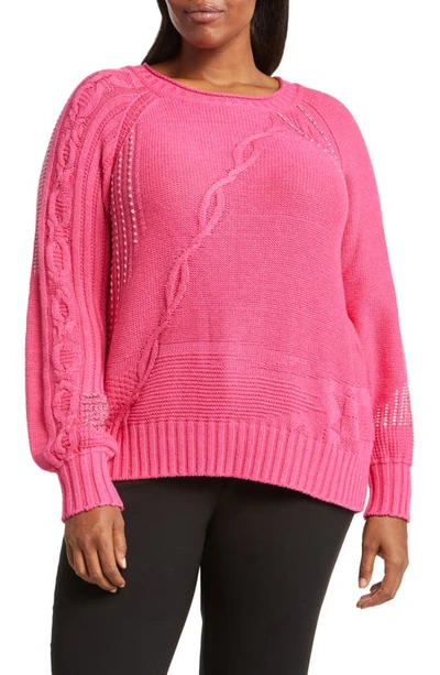 Nic + Zoe Crafted Cables Jumper In Pink Multi