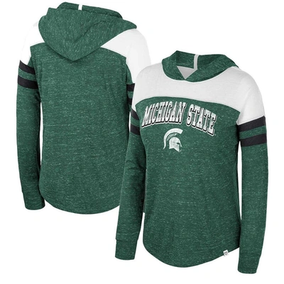 Colosseum Green Michigan State Spartans Speckled Color Block Long Sleeve Hooded T-shirt