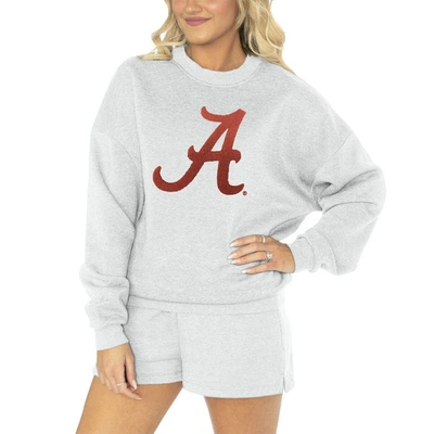 Gameday Couture Women's  Ash Alabama Crimson Tide Team Effort Pullover Sweatshirt And Shorts Sleep Se