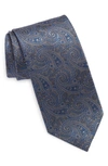 David Donahue Paisley Silk Tie In Charcoal