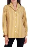 Foxcroft Pandora Stripe Cotton Blend Button-up Shirt In Gold