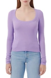 Atm Anthony Thomas Melillo Ribbed Crewneck Long Sleeve Top In French Violet