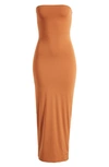 Skims Fits Everybody Strapless Body-con Dress In Bronze