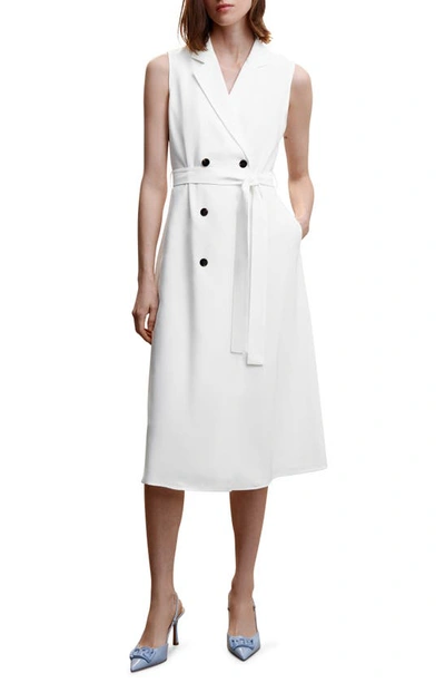Mango Sleeveless Midi Blazer Dress In White