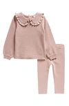 Nordstrom Babies'  Collared Sweater & Leggings Set In Pink Timber