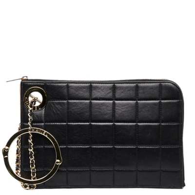 Pre-owned Chanel Pocket In The City Black Leather Clutch Bag ()