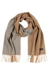 Hickey Freeman Cashmere Double Face Solid Scarf In Camel/ Grey
