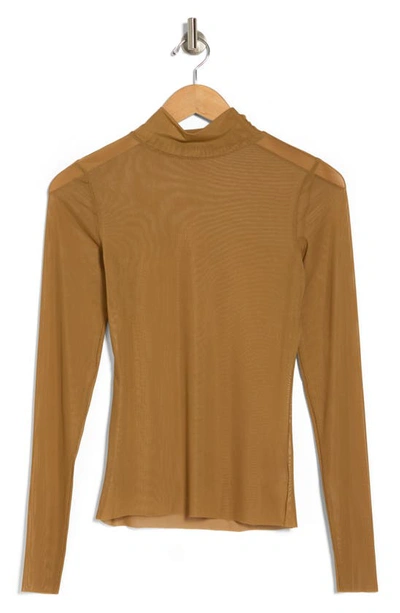 Afrm Mock Neck Mesh Top In Elm