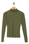 Afrm Mock Neck Mesh Top In Spruce