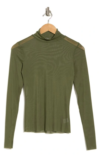 Afrm Mock Neck Mesh Top In Spruce