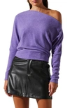 Astr Off The Shoulder Long Sleeve Sweater In Purple