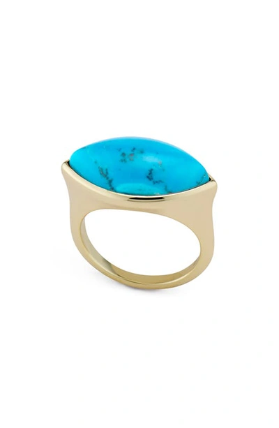 House Of Frosted Paulette 14k Gold Plated Marquise Turquoise Ring In Blue