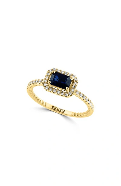 Effy 14k Yellow Gold Sapphire & Diamond Halo Ring In Blue