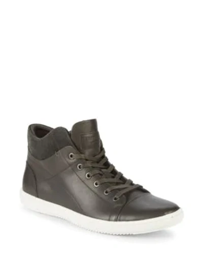 Kenneth Cole Lace-up Leather High-top Sneakers In Grey