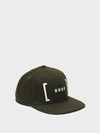 Donna Karan Bar Logo Snapback Hat In Army