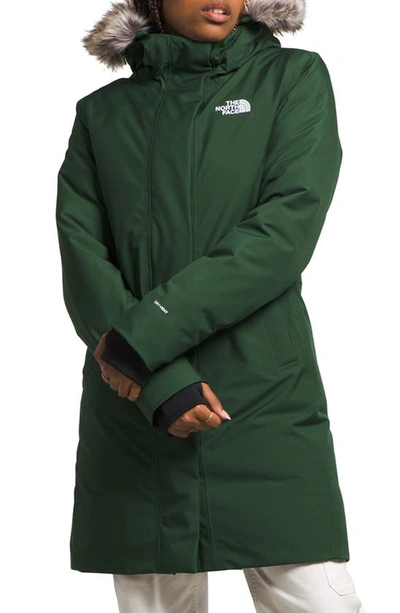 The North Face Arctic Waterproof 600-fill-power Down Parka With Faux Fur Trim In Pine Needle