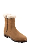 Trotters Forever Faux Shearling Trim Boot In Beige Suede