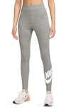 Nike Sportswear Classics High Waist Graphic Leggings In 063dk Grey Heather/ Sail