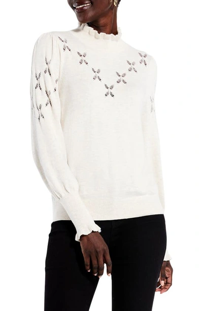 Nic + Zoe Pointelle Pip Sweater In Beige