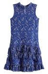 Ava & Yelly Kids' Lace Ruffle Dress In Royal Blue