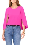 Vince Camuto Split Sleeve Top In Hot Pink